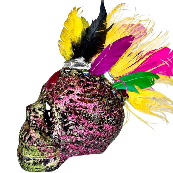 The Individualist, Feather Mohawk’d Skull Art Piece - Picture 1 of 15